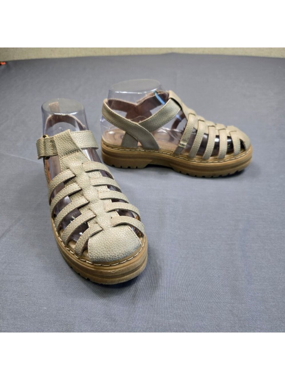 Colloky 35 Girls Sandals Beige Genuine Leather Antibacterial Sole Hook & Loop